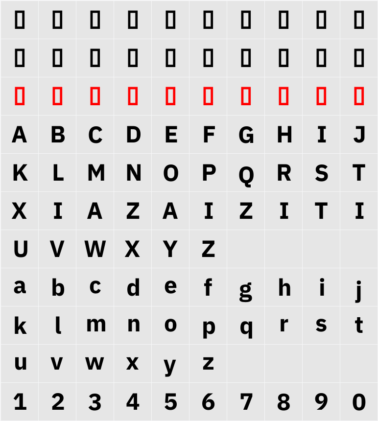 IBM Plex Sans KR 字符映射表