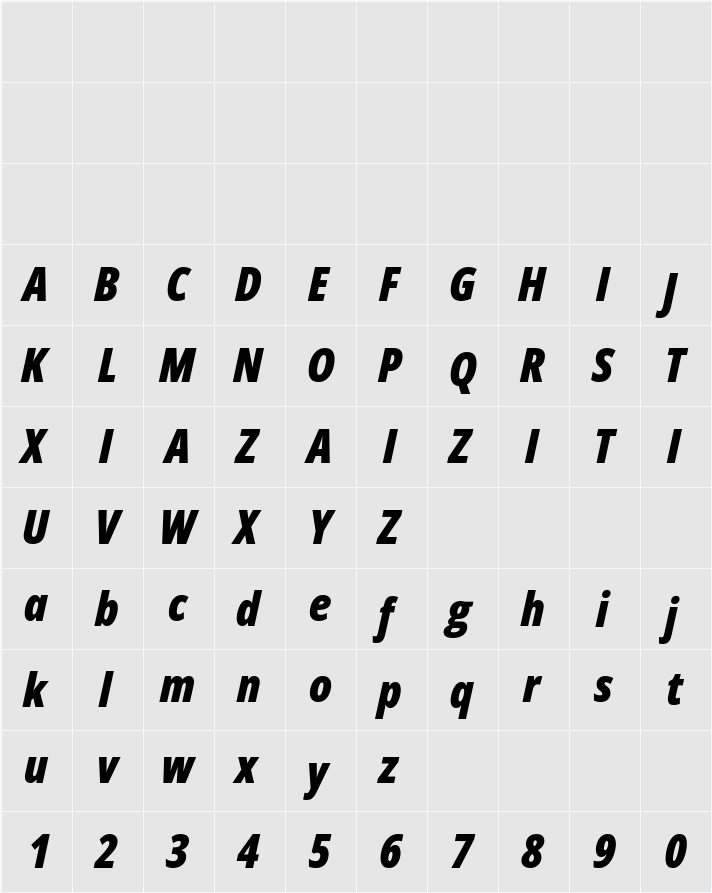 Open Sans Condensed ExtraBold 字符映射表
