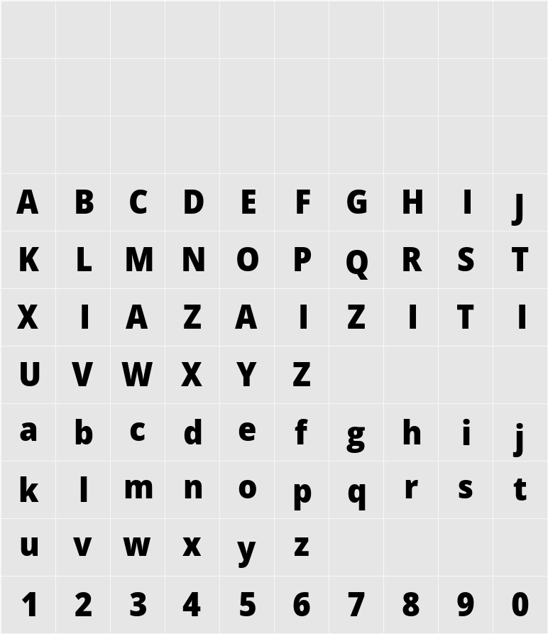 Open Sans SemiCondensed ExtraBold 字符映射表