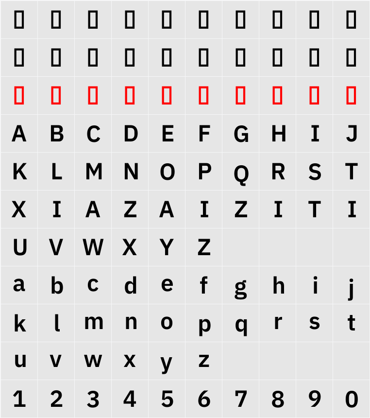 IBM Plex Sans KR SmBld 字符映射表