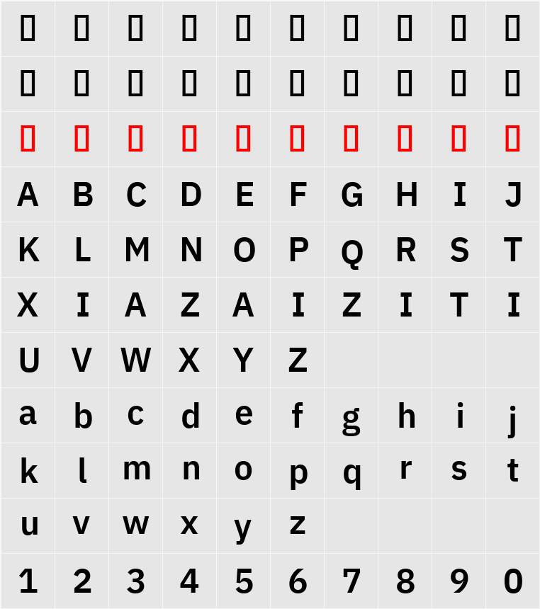IBM Plex Sans Devanagari SmBld 字符映射表
