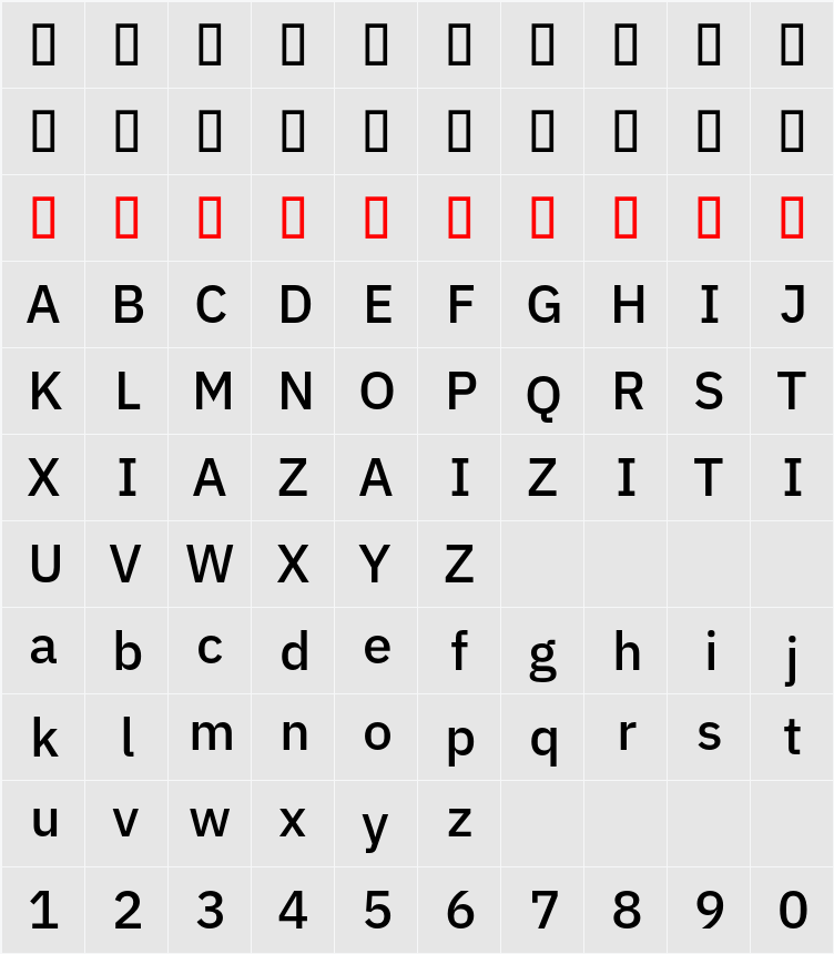 IBM Plex Sans Medm 字符映射表