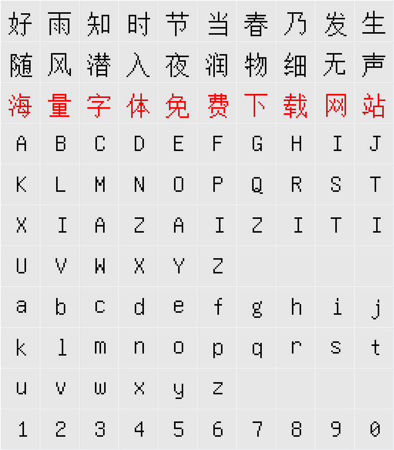 Unifont 字符映射表