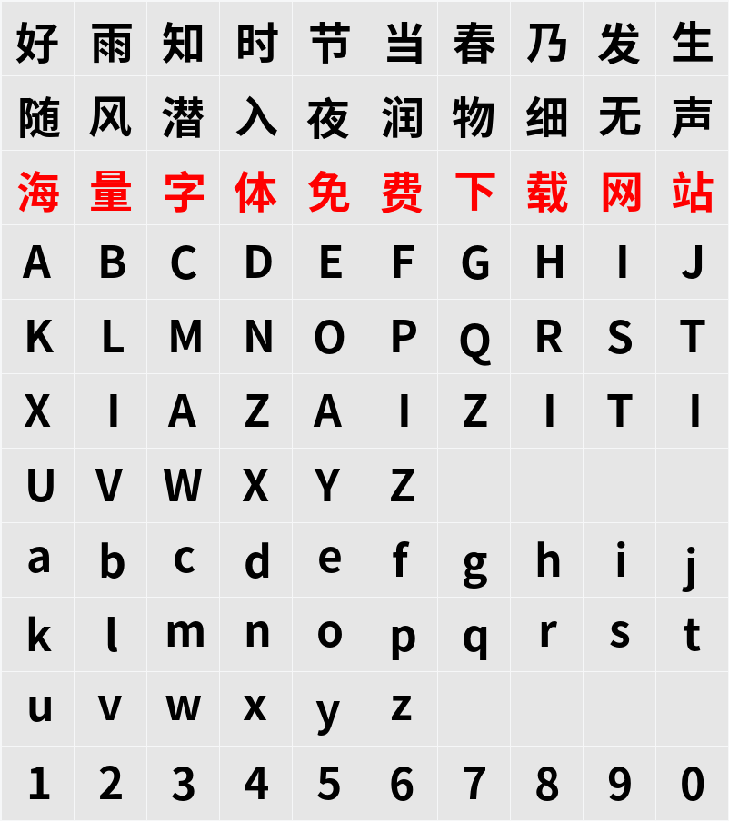 Noto Sans SC 字符映射表