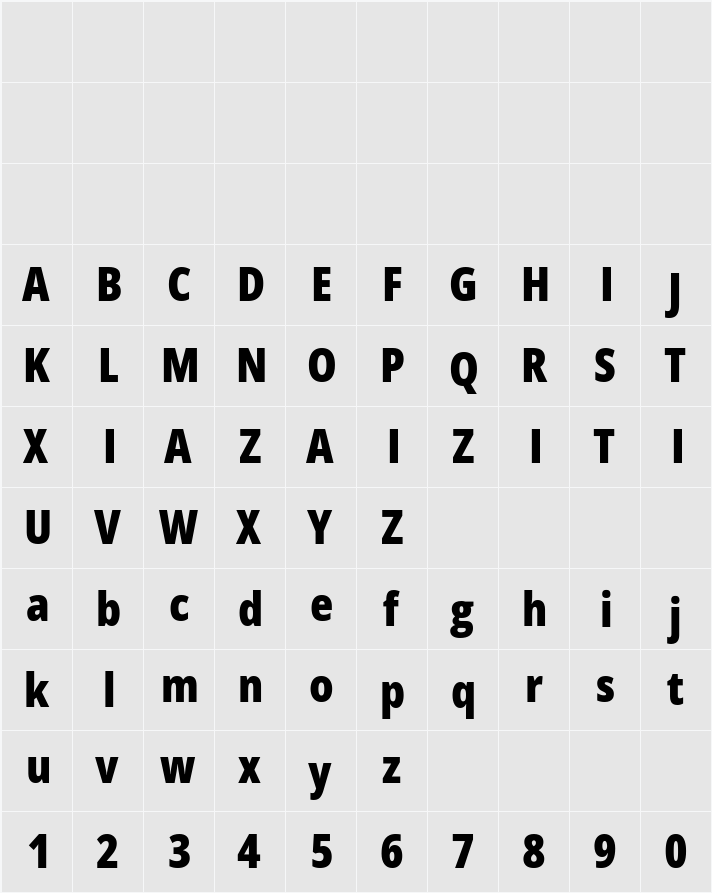 Open Sans Condensed ExtraBold 字符映射表