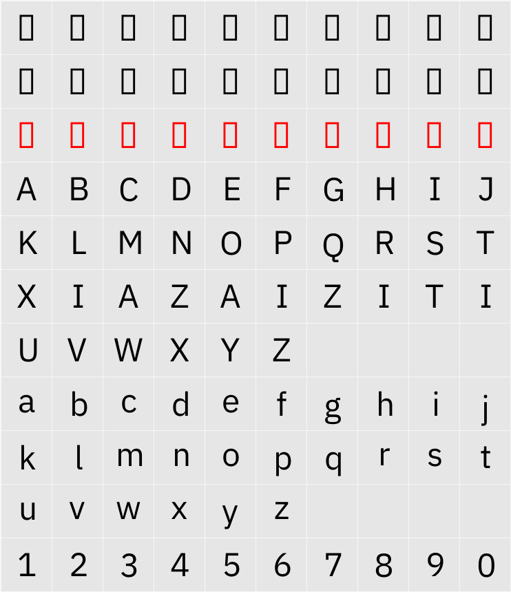 IBM Plex Sans KR 字符映射表