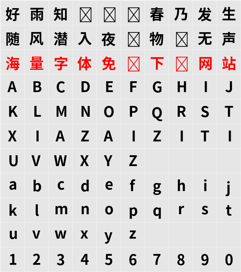 Source Han Sans TW 字符映射表
