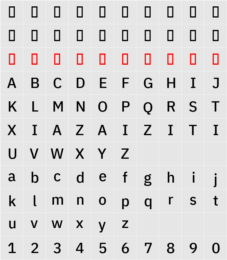 IBM Plex Sans Arabic Medm 字符映射表