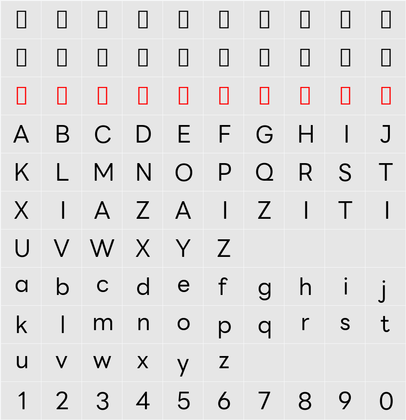 LINE Seed Sans TH App 字符映射表