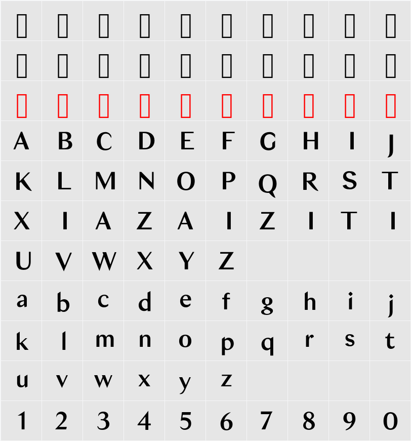 Bagnard Sans Regular 字符映射表