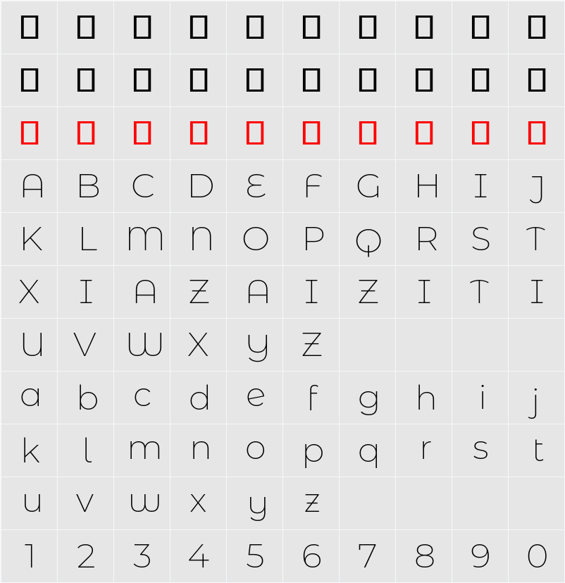 Montserrat Alternates ExLight 字符映射表