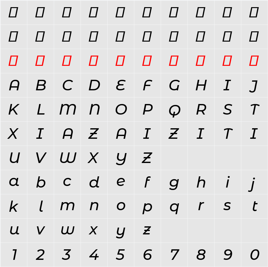 Montserrat Alternates Medium 字符映射表