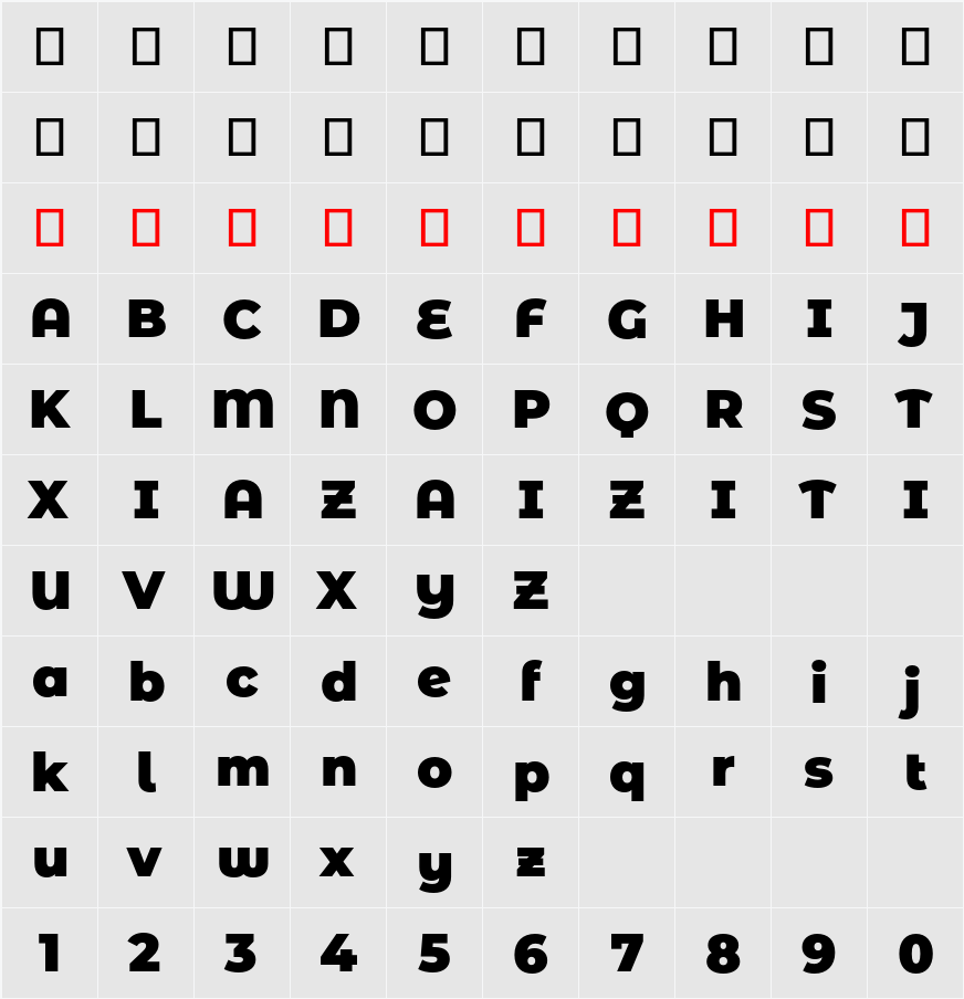 Montserrat Alternates Black 字符映射表