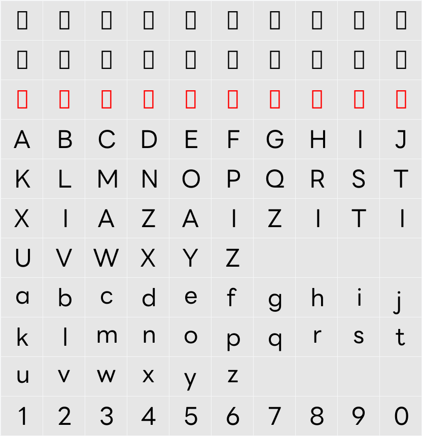 LINE Seed Sans App 字符映射表
