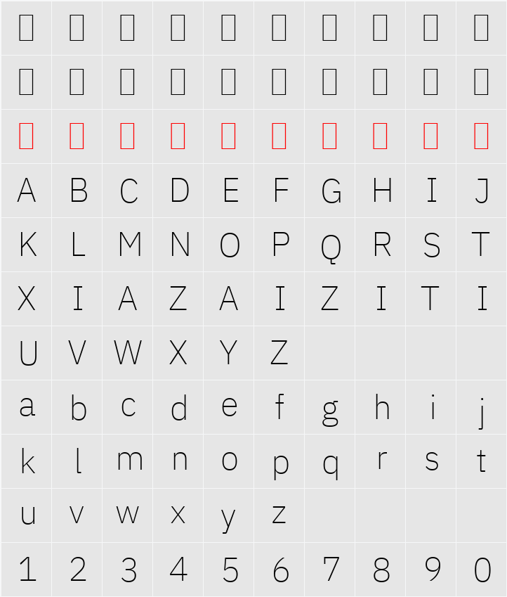IBM Plex Sans Thai ExtraLight 字符映射表