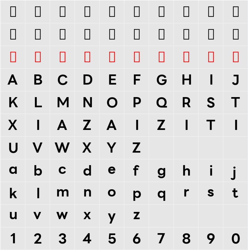 LINE Seed Sans TH 字符映射表