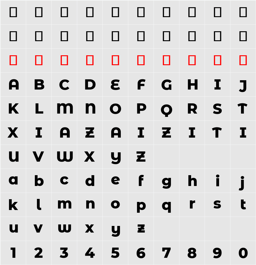 Montserrat Alternates ExtraBold 字符映射表