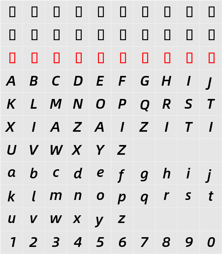 Alibaba Sans Medium 字符映射表