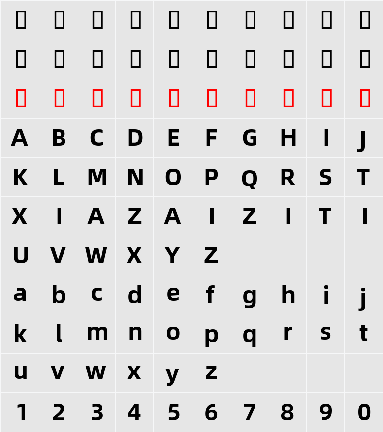 Alibaba Sans SEA 字符映射表