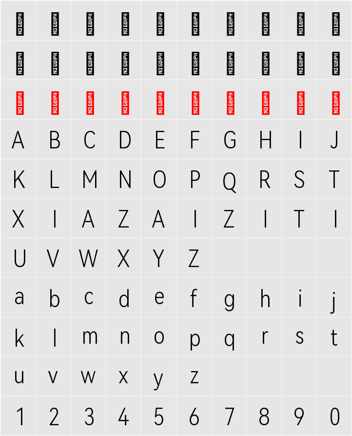 HarmonyOS Sans Condensed Light 字符映射表