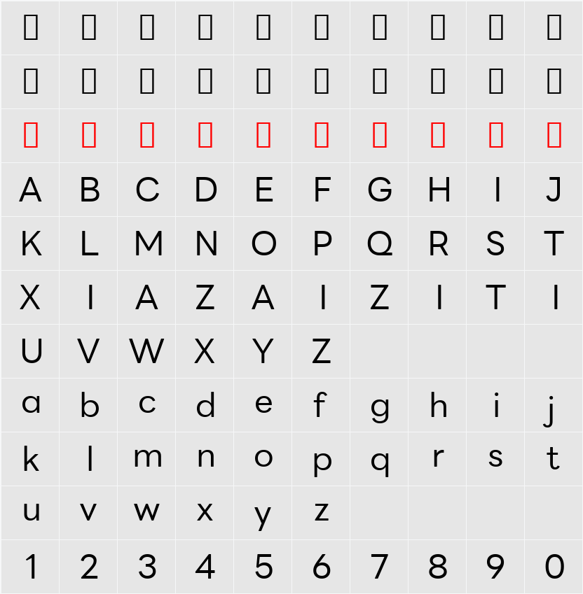 LINE Seed Sans App 字符映射表