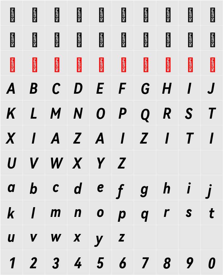 HarmonyOS Sans Condensed 字符映射表