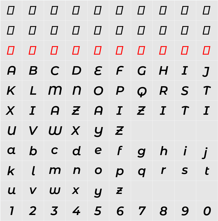 Montserrat Alternates SemiBold 字符映射表