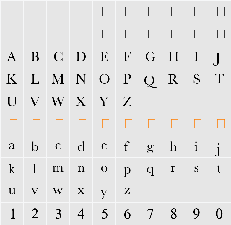 New Athena Unicode 字符映射表