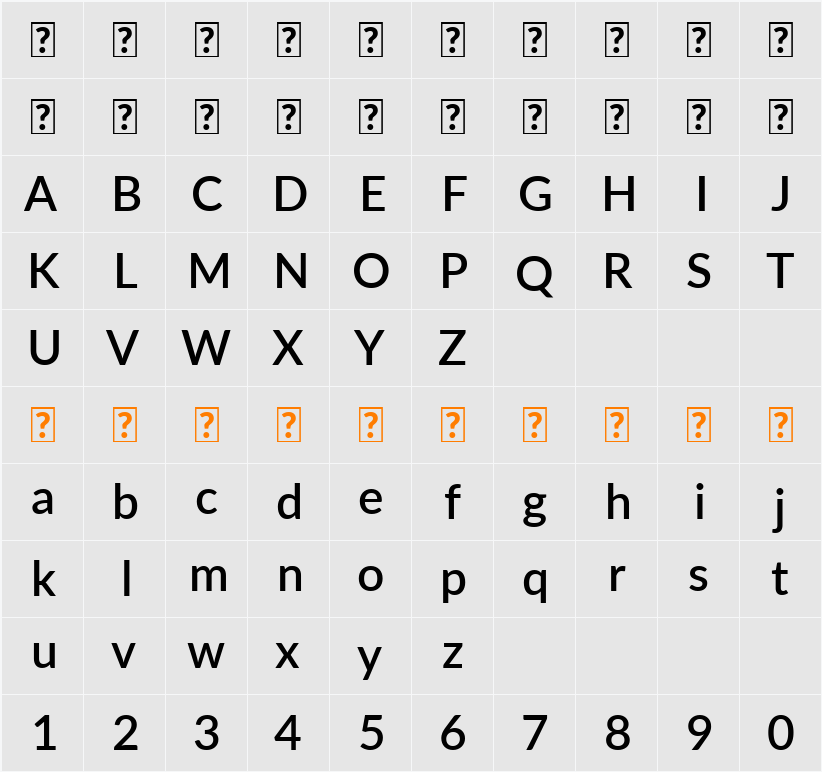 Lato Semibold 字符映射表