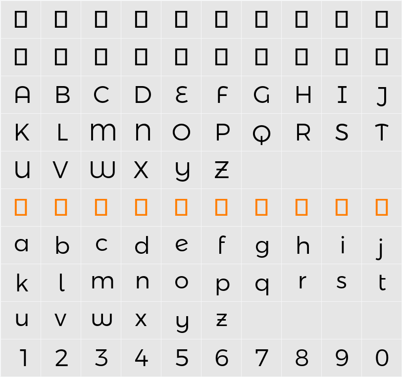 Montserrat Alternates Light 字符映射表