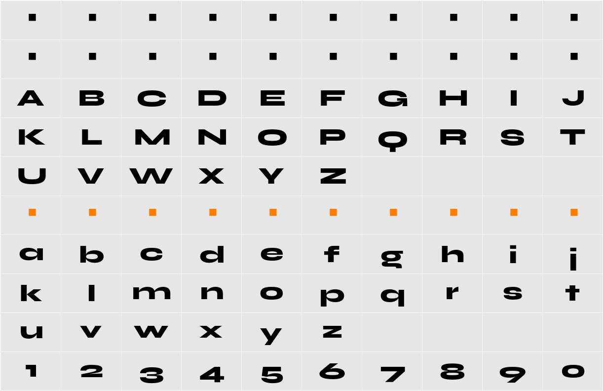 Syne Extra 字符映射表