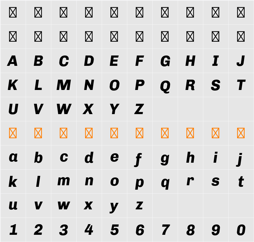 Chivo ExtraBold Italic 字符映射表