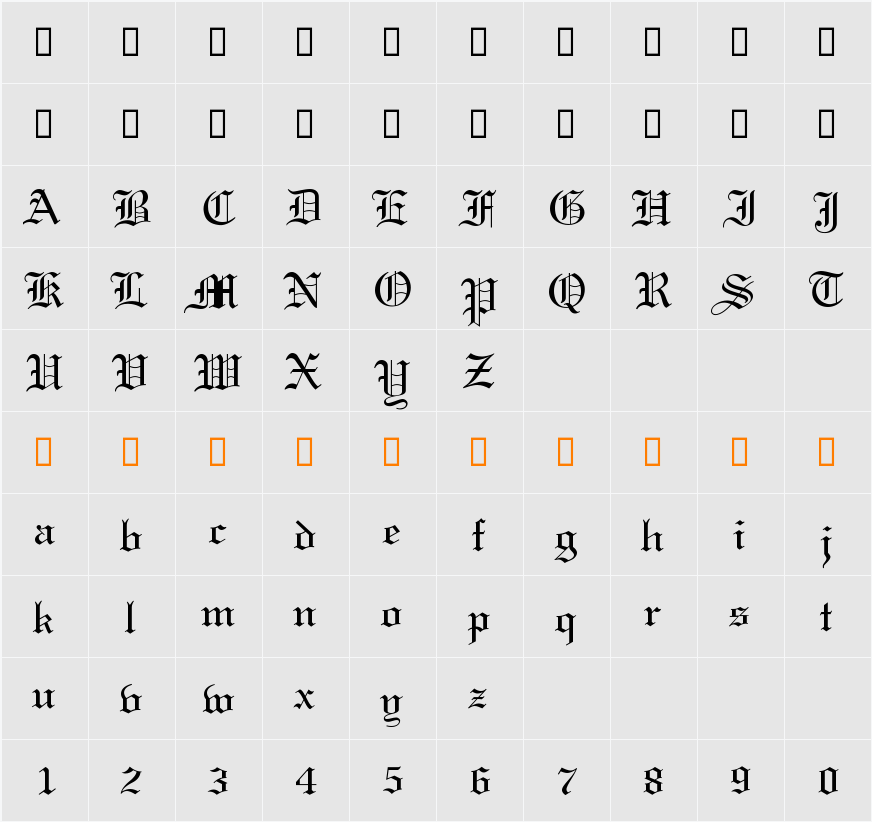 Holy Union 字符映射表