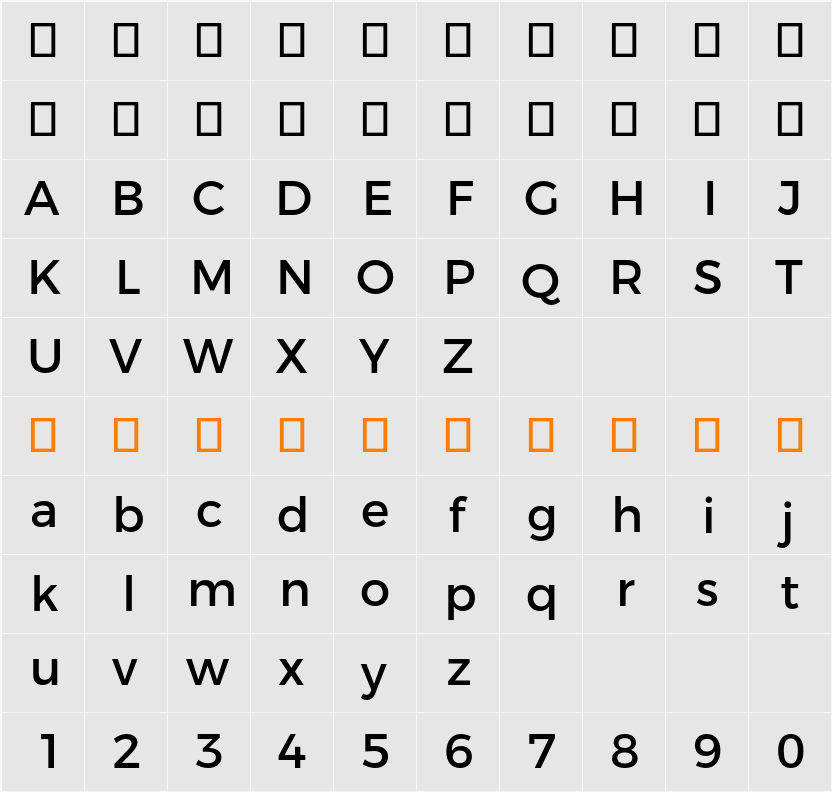 Montserrat 字符映射表