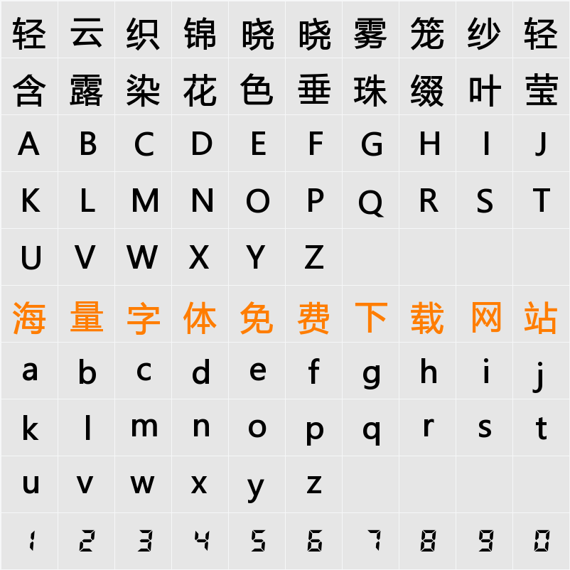 Noto Sans SC Medium 字符映射表