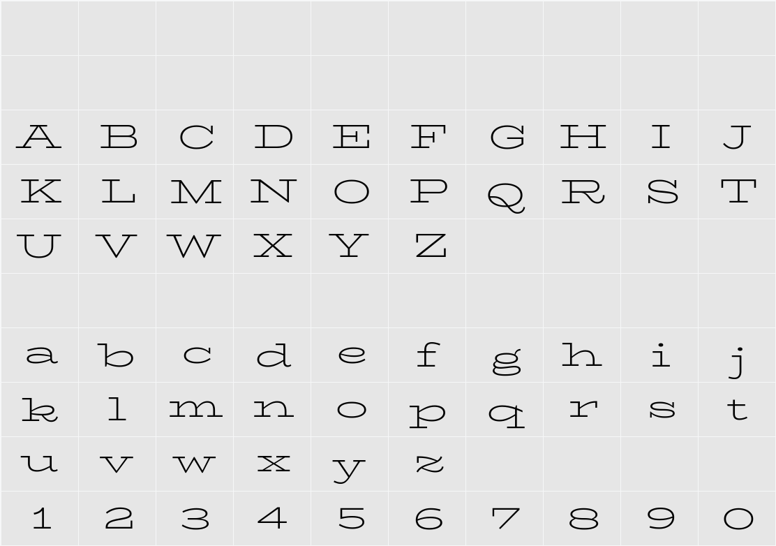 BioRhyme Expanded Light 字符映射表