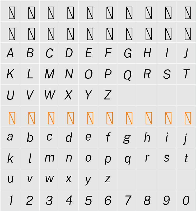 Public Sans Light 字符映射表