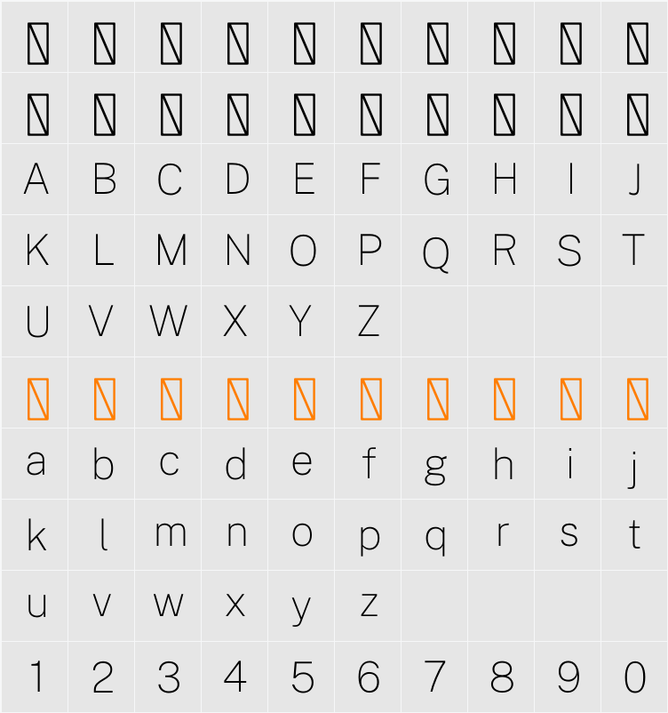 Public Sans Thin 字符映射表